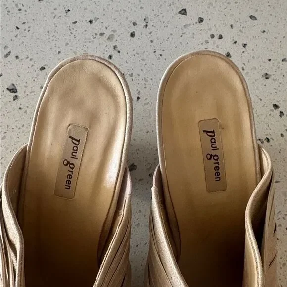 Paul Green AVERY Chic Gold Metallic Shimmer Leather Heeled Mules Shoes Size US 8 - Picture 13 of 13